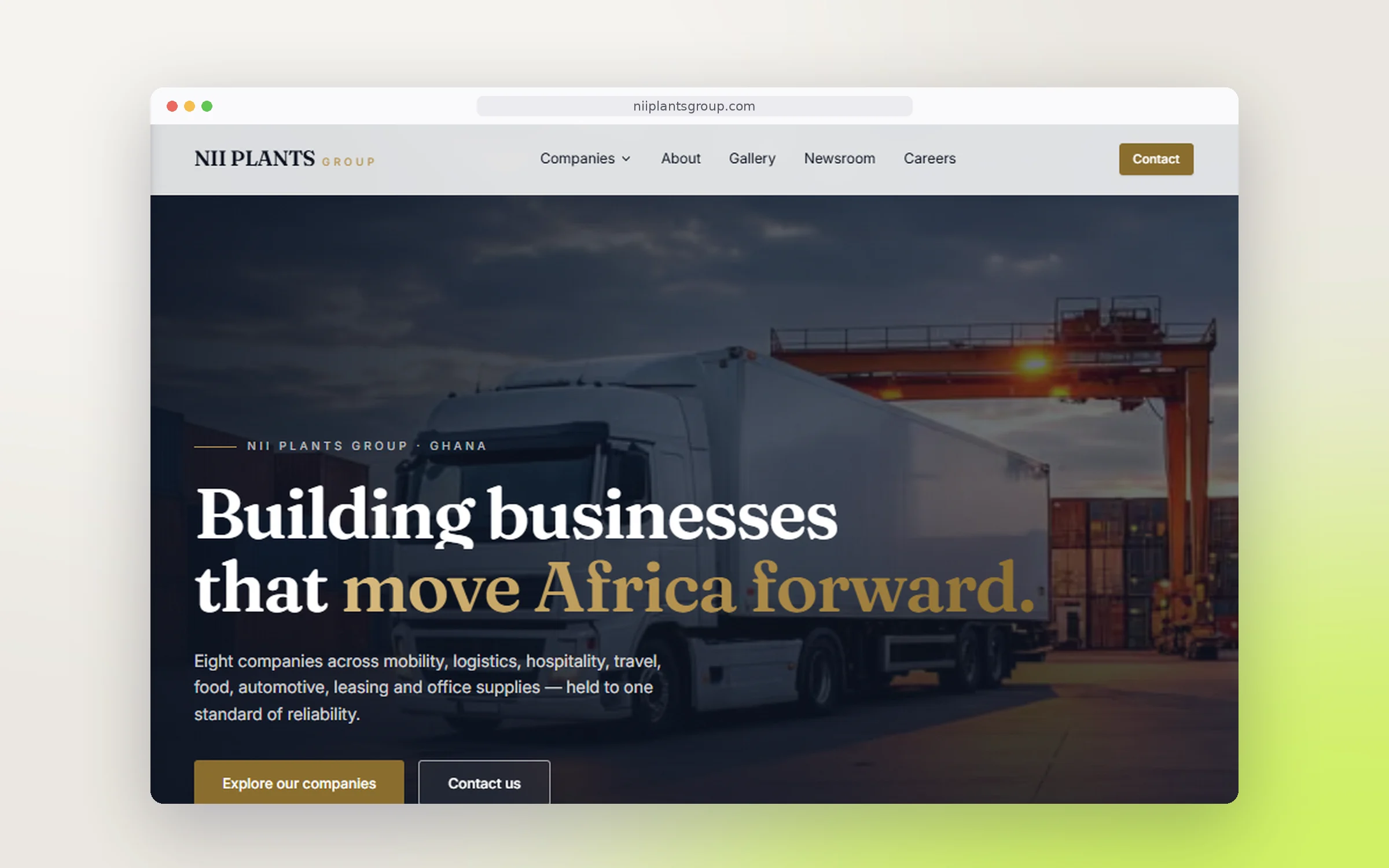 Nii Plants Group website in a desktop browser