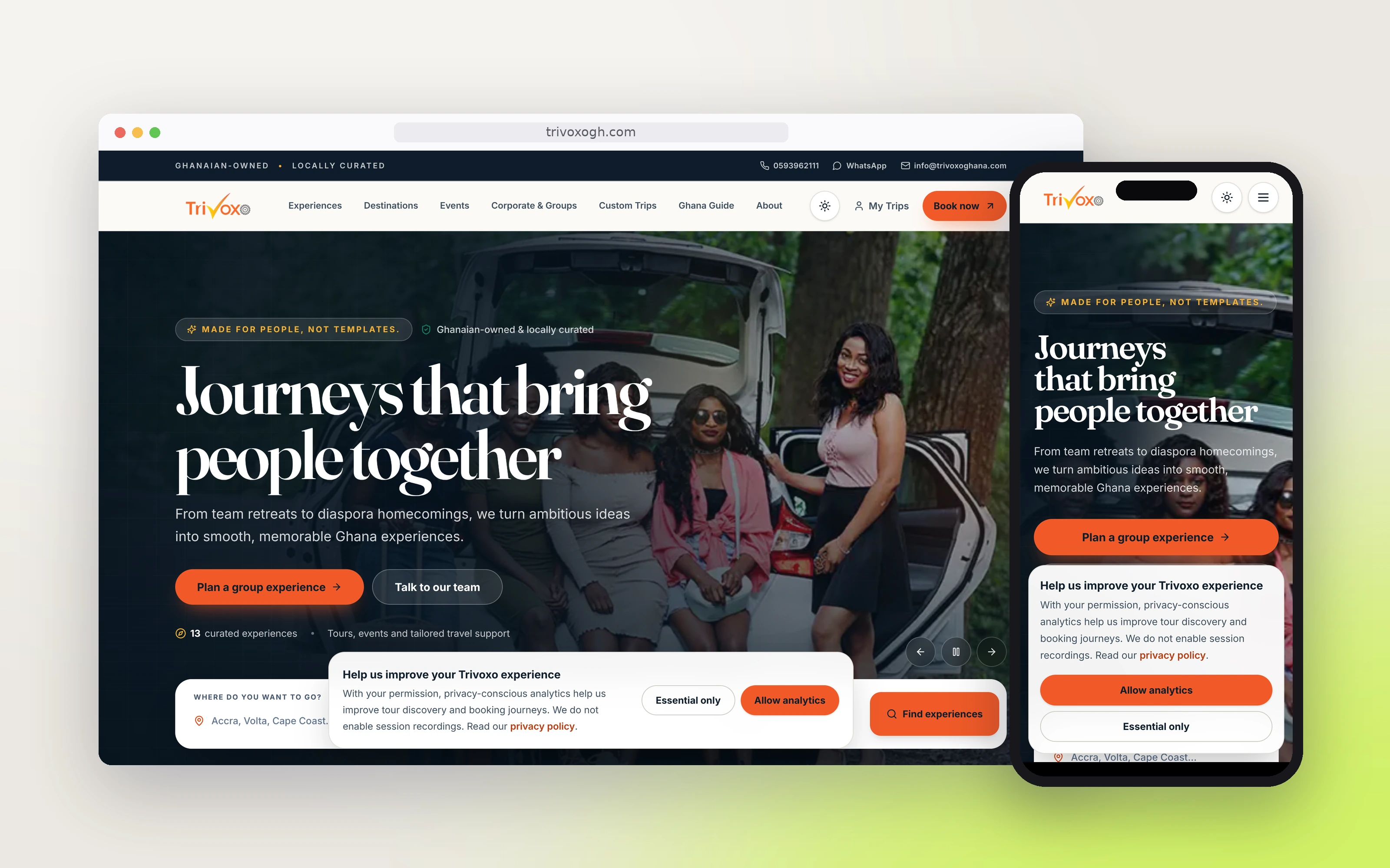 Trivoxo website on desktop and phone